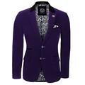 Mens Soft Velvet Blazer Vintage Styled Retro Smart Party Tailored Fit Evening Jacket [AMZCH-BLZ-RICKY-PURPLE-46]
