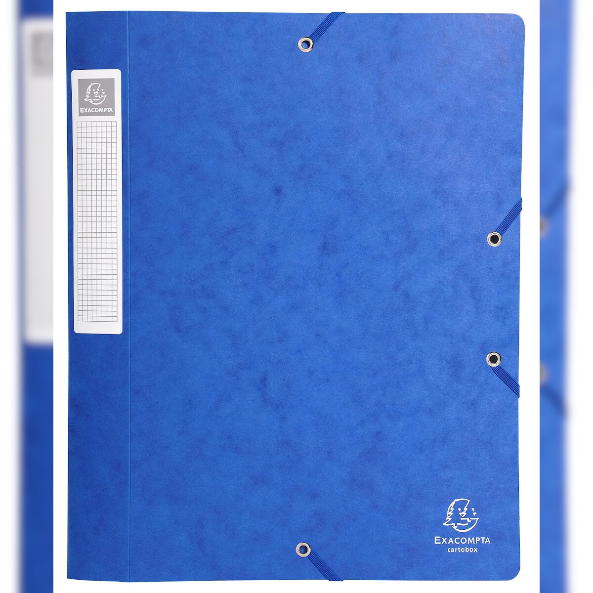 Exacompta 14005H 10x Archivbox Cartobox, flach geliefert Rücken 40mm aus Colorspan-Karton, mit 3 Klappen und Gummizug, 25x33cm für DIN A4 - Blau Image
