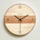 Horloge murale à quartz de style européen moderne grain de bois créatif horloge muette élégante