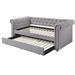 Jedda Daybed (Twin Size) with Sloped Frame, Square Wooden Legs, & Trundle, White PU