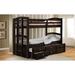 Micah Convertible Bunk Bed (Twin/Twin) in White, Trundle with 3 Drawers, Reversible Side Ladder & Guardrails