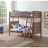 Ranta Convertible Bunk Bed (Twin/Twin) in Antique Oak with Ladder & Guardrails