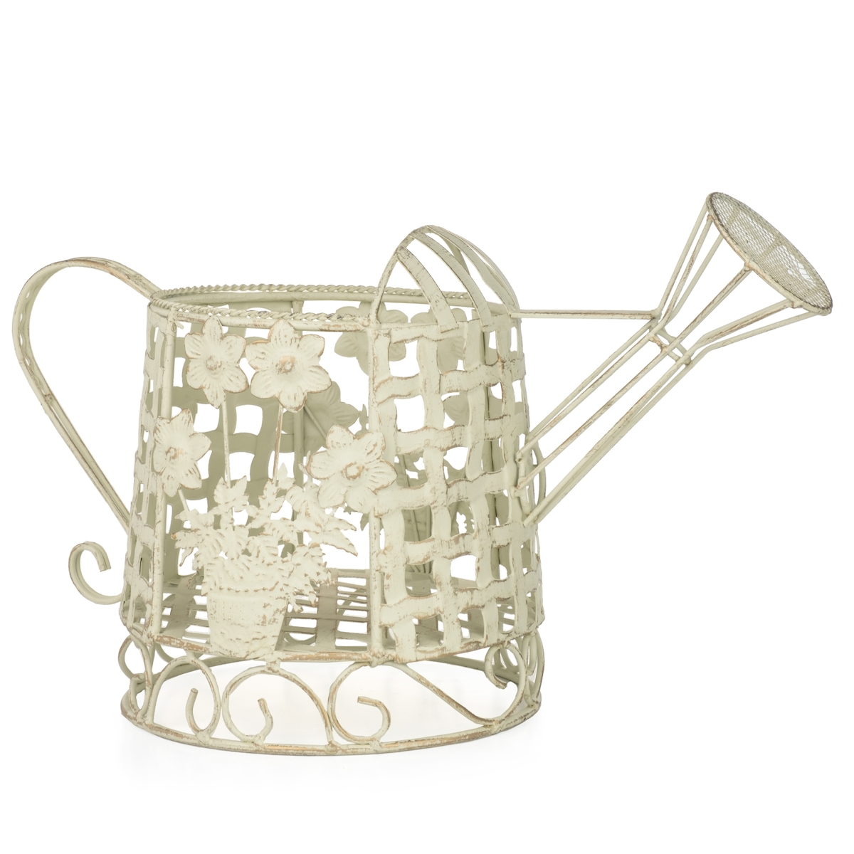 Moritz Deko Pflanzkorb Gießkanne weiß Blumentopf Übertopf Indoor Outdoor Pflanztopf für Garten Terasse zum Hängen Korb Pflanzgefäß Image