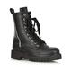 ESSEX GLAM Womens Black Lace Up Biker Boots Ladies Zippers Grip Sole Faux Leather Casual Combat Booties Size 3-8