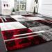 Modern Designer Area Rug Checkered with Contour Cut