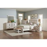 Capistrano Antique White 3-piece Panel Bedroom Set with 2 Nightstands.