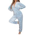 Binggong Women's Cosy One-Piece Pyjamas Sexy Jumpsuit Pyjamas Winter Warm Long Sleeve Sleepsuit with Zip Sleepsuit Onesie Jumpsuit Sleepwear