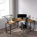 Inbox Zero Damyrion L-Shaped Desk Wood/Metal in Black/Brown | 66.4 H x 47.1 W x 30 D in | Wayfair 6F9743EABAF84C379F669501F4A3506E