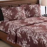 Red Barrel Studio® 4-Piece Foliage Bed Sheets & Pillowcases Set Microfiber/Polyester/Flannel in Brown | Full | Wayfair