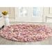 Pink/White 72 x 1.5 in Area Rug - Bungalow Rose Godsey Geometric Handmade Shag Area Rug Polyester | 72 W x 1.5 D in | Wayfair BNRS3437 37502448