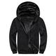 Mens Slim Fit Long Sleeve Zip-up Fleece Hoodie Color Block Coats with Pocket Jacket XFZ001 Black L