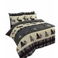 ELAFY Christmas Flannelette Duvet Cover-Flannel Quilt Cover-Thermal Bedding-Xmas Stag Duvet Cover Set-Christmas Cotton Bedding Soft & Warm Duvet Cover with Matching Pillowcases (Stag Gray, King)