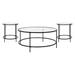 Astoria Collection Coffee and End Table Set - Clear Glass Top with Round Matte Black Frame - 3 Piece Occasional Table Set [NAN-CEK-21750-BK-GG] - Flash Furniture NAN-CEK-21750-BK-GG
