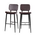 Kenzie Commercial Grade Mid-Back Barstools - Brown LeatherSoft Upholstery - Black Iron Frame with Integrated Footrest - Set of 2 [AY-S01-BR-GG] - Flash Furniture AY-S01-BR-GG