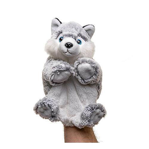 Handpuppe Husky - 24 cm (Höhe) - Plüsch-Puppe, Hund - Plüschtier Kuscheltiere grau/weiß