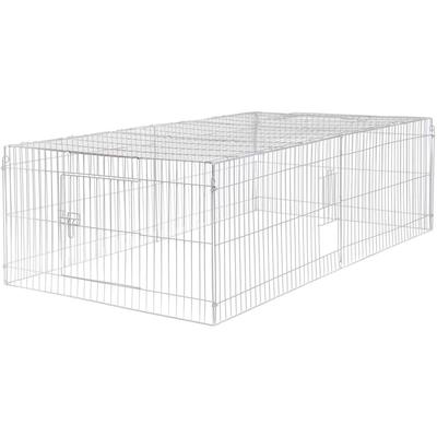 Wiltec Freilaufgehege für Kleintiere, 216 x 116 x 65 cm, stabiles und sicheres Laufstallgitter mit Image