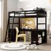 Twin size Loft Bed with Drawers Cabinet Shelves and Desk Wooden Loft Bed with Desk