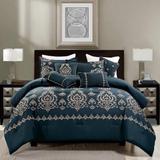 Shatex Luxury 7 Piece Bedding Comforter Set, Navy