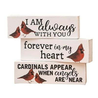 3/Set Always With You Cardinal Blocks - 1.25"H x 4"W x 0.25"L