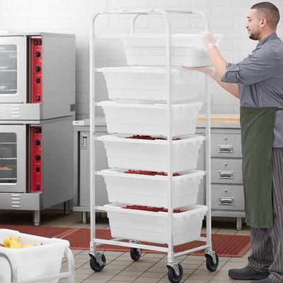 Regency Mobile Aluminum Lug Rack - 6 Lug Capacity - with White Meat Lugs / Tote Boxes - Unassembled