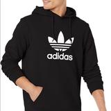 Adidas Sweaters | Adidas Originals Men's Black Cotton Trefoil Hoodie | Color: Black/White | Size: M