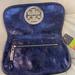 Tory Burch Bags | Gorgeous Like New Tory Burch Metallic Navy Reva Clutch | Color: Silver | Size: Width 11” Height 6”