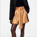 Zara Shorts | New Zara Faux Leather Paperbag Shorts Caramel Brown High-Waisted With Belt | Color: Brown/Tan | Size: Xs