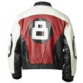 8 Ball White and Letterman Bomber Baseball Cowhide Leather Jacket | 2XS - 5XL (XL)