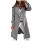 Women's Notched Lapel Collar Double Breasted Trench Coat Wool Blend Windproof Warm Pea Coats Outwear (Grey,M)