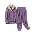 ZAPZEAL Women's Pyjama Sets Ladies Loungewear Pyjamas for Women Comfy Warm Soft Womans Lounge Wear Pjs Sets Nightwear Fluffy Fleece Womens Soft Pajamas,Purple M