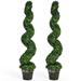 Costway 2 Pack 4 Feet Artificial Spiral Boxwood Topiary Indoor Outdoor Decor