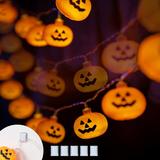 Halloween Lights String 40 LED 17FT USB Powered Pumpkin Lights - Yellow