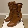 Coach Shoes | Coach Torre Text Calf Booties Sz 7m | Color: Tan | Size: 7