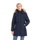 Polydeer Women's Classic Winter Jacket Soft Thickened Vegan Down Coat Warm Puffer Parka w/Faux Fur Hood (Navy, XS)