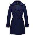 Wantdo Women's Double-Breasted Waterproof Trench Coat Windproof Lightweight Outerwear Coats Belted Shoulder Epaulets Slim Fit Jackets Navy XL