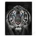 White Tiger Stare Raschel Throw Blanket