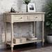 Vintage Solid Wood Console Table with 2 Drawers and 1 Bottom Storage Shelf, 35.43" L x 13.8" W x 29.9" H, Antique Gray