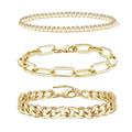 Free People Jewelry | 14k Gold Bracelet Set Adjustable | Color: Gold | Size: Os