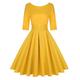 MINTLIMIT Women's Audrey Hepburn Vintage Style Rockabilly Cocktail Swing Dress,Yellow,S