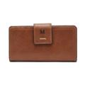 Women's Fossil Brown Marshall Thundering Herd Leather Logan RFID Tab Clutch