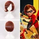 Perruque Bob Courte Cosplay pour Femme Bonnet Ultraviolet Les Indestructibles Helen Parr