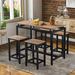 Industrial 5-Piece Kitchen Counter Height Table Set with Foot Pads, Metal Frame Dining Table with 4 Chairs