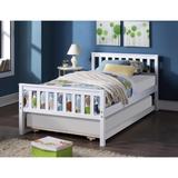 Twin Bed with Trundle Platform Bed Frame with Headboard and Footboard for Bedroom Small Living Space White