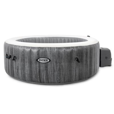 Intex PureSpa Greywood Deluxe 6 Person Portable Inflatable Hot Tub Jet Spa, Gray - 85" x 25"