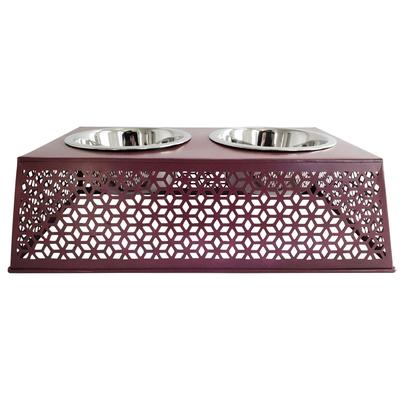 Plum Wine Raised Pet Dog Feeder with Bowls by JoJo...