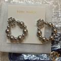 Tory Burch Jewelry | New!! Tory Burch Britten Pearl Earrings | Color: Silver | Size: Os