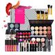 All in One Makeup Gift Set, Multi-Purpose Makeup Essential Starter Kit with Cosmetic Bag Holiday Birthday Xmas Gift Surprise Eyeshadow Palette Powder Foundation Lipgloss Brush for Beginner