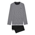 Hom Men's CANOUBIERS Long Sleepwear Interlock Pajama Set, Top: Grey Mottled Houndstooth Print, Bottom: Black, L