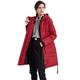 Orolay Womens Thickened Hooded Down Jacket Mid-Length Puffer Coat Red 2XL