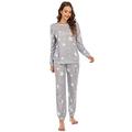 Bright Deer Women's Sweatsuits Pyjama Set Stars Long Sleeve Sweatshirt Jogger Co-ord 2 Piece Ladies Pjs Cosy Matching Nightwear Casual Lounge Wear 12 M Grey White